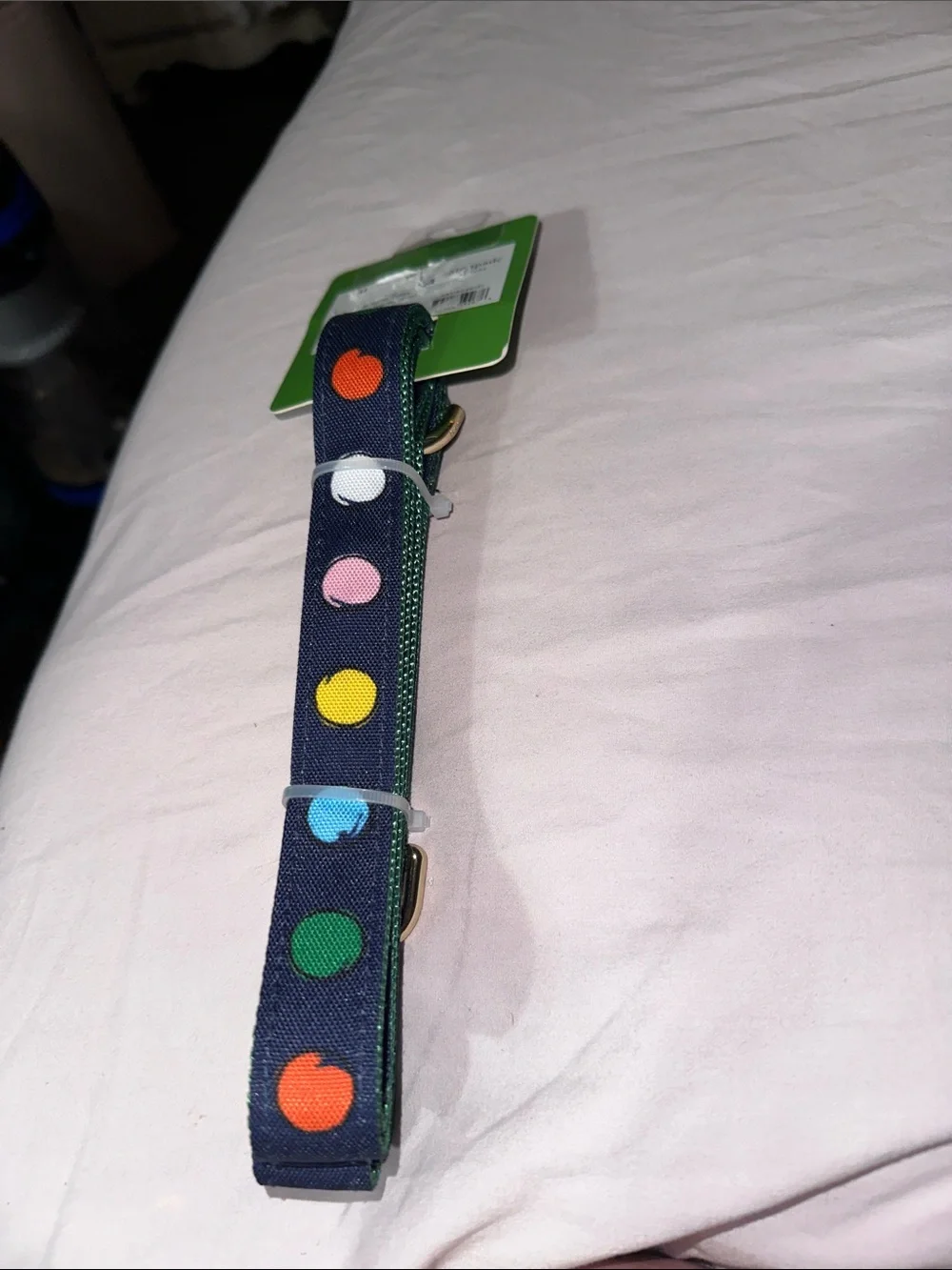 NWT kate spade Navy Polka Dot Dog Leash with Gold Hardware size med up to 90 p